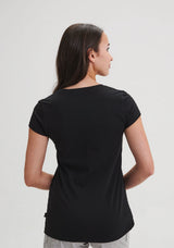 CORALIE - T-shirt noir col V femme-Hauts-Message Factory