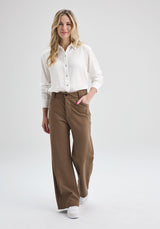 HATLEY - Pantalon extensible jambe large caramel-Bas-Message Factory