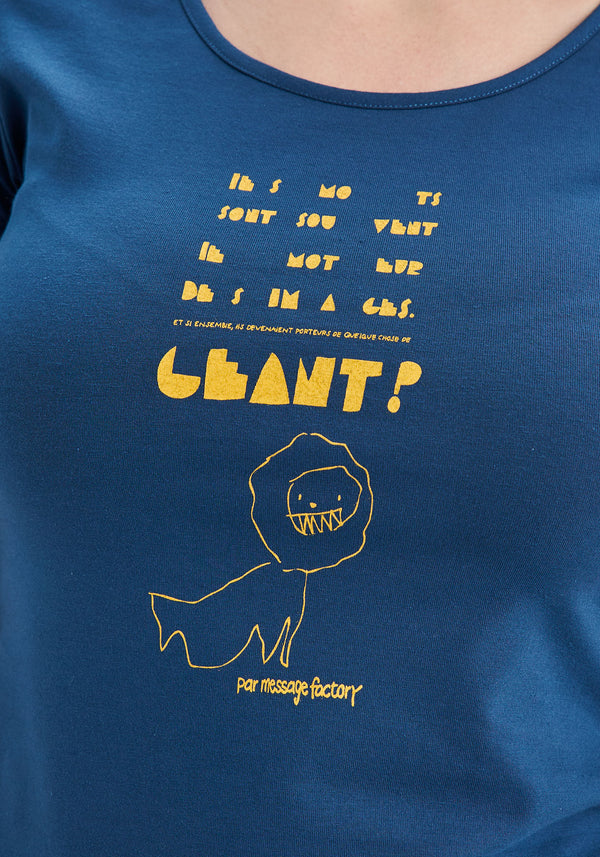 LION - T-shirt col rond bleu-Hauts-Message Factory