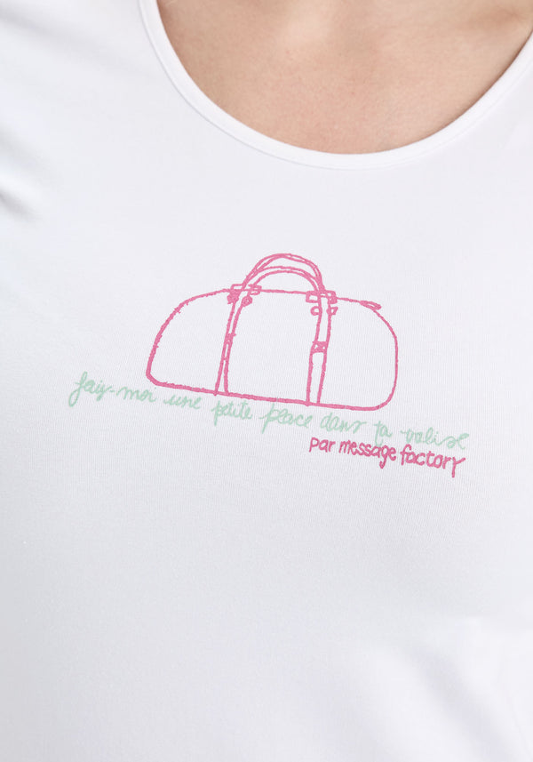 VALISE - T-shirt col rond blanc-Hauts-Message Factory