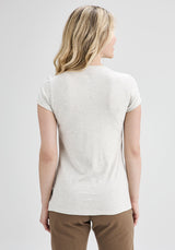 CORALIE - T-shirt col V blanc cassé-Hauts-Message Factory