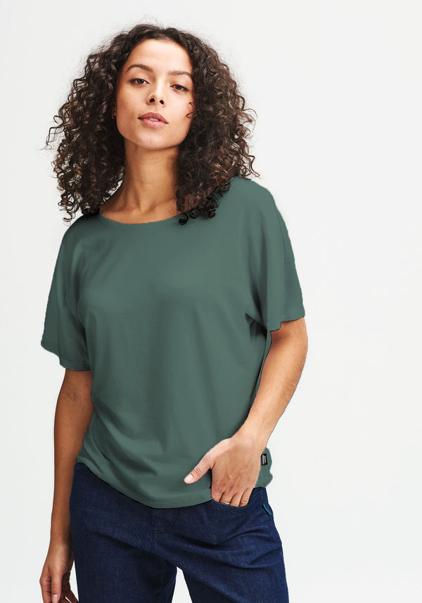 BETTY - Haut manches courtes en tencel vert-Hauts-Message Factory