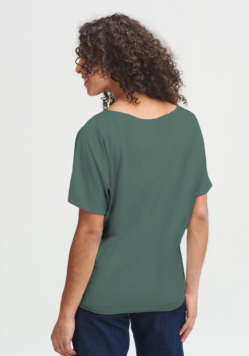 BETTY - Haut manches courtes en tencel vert-Hauts-Message Factory