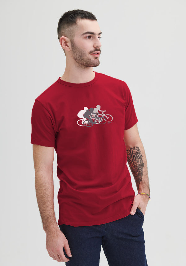 TRI-CYCLE - T-shirt pour Homme Rouge-T-shirts Homme-OÖM Ethikwear