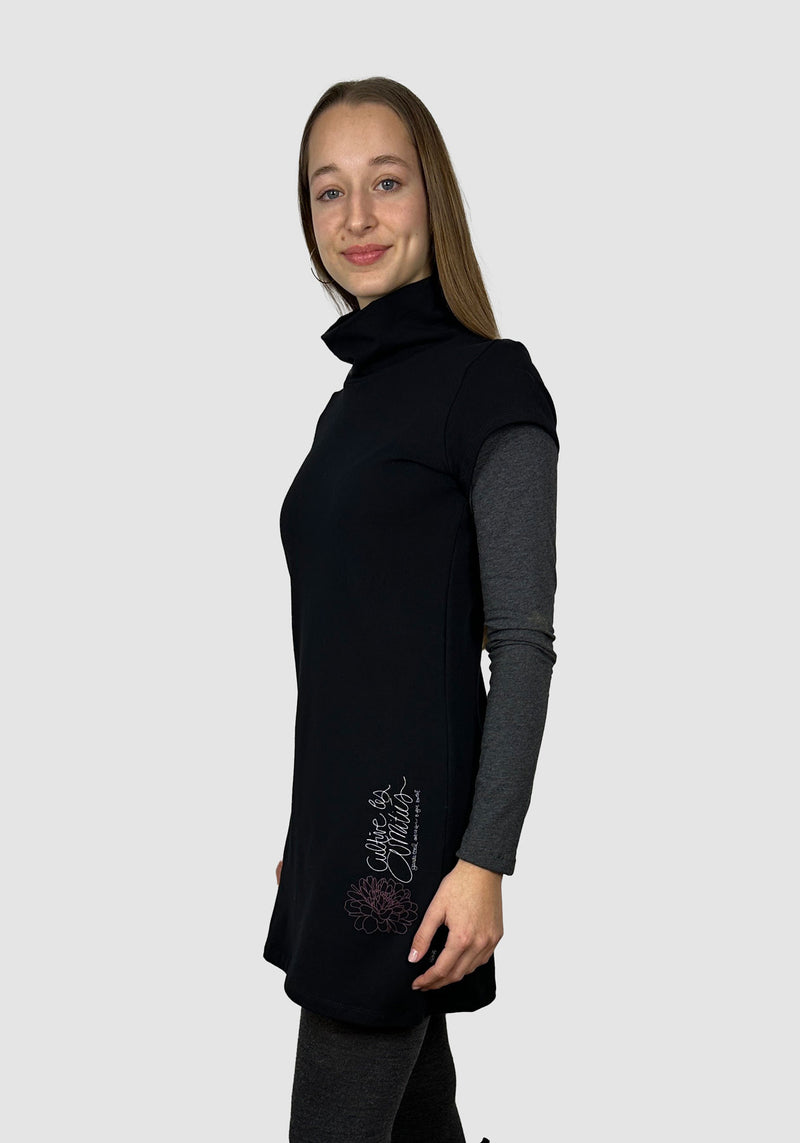 NUNAVUT - Robe tunique noire en molleton-Robes-Message Factory
