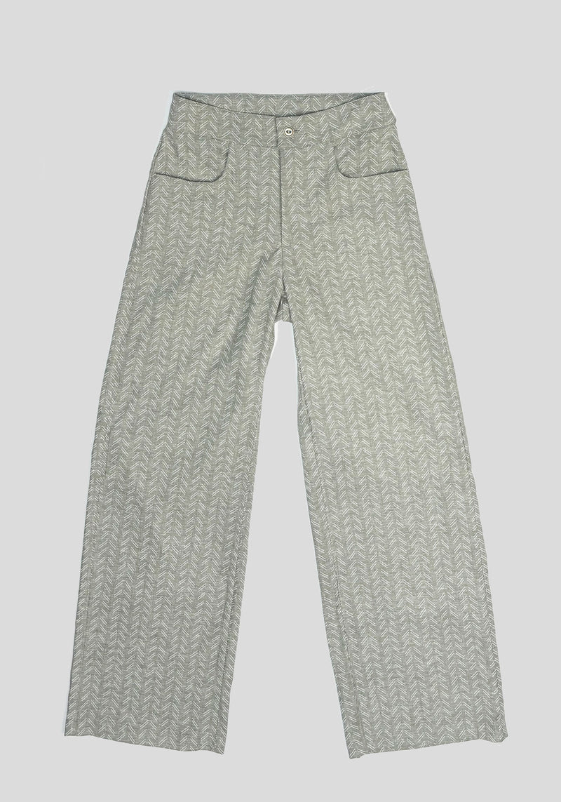 RICHELIEU - Pantalon taille haute gris imprimé-Bas-Message Factory