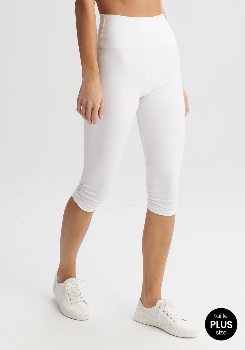Gaiam Om-Dri Elsie Print Capri Legging Pants-Bright White- Large-New Tag $48
