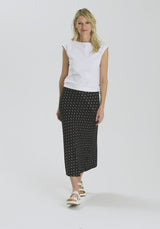 CHERTSEY - Long black floral skirt