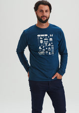 SPORTS - chandail manches longues bleu-T-shirts Homme-OÖM Ethikwear